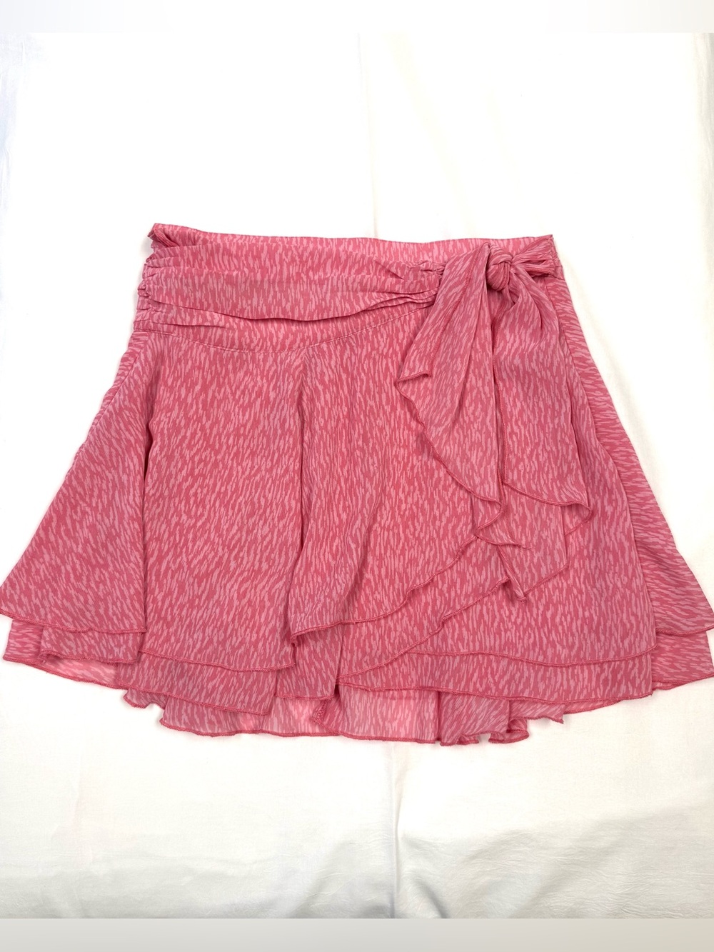 Aerie Pink Wrap Mini Skirt Ruffle Tie Waist Flowy Layered Cottagecore Size S
